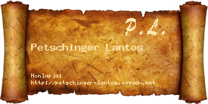 Petschinger Lantos névjegykártya